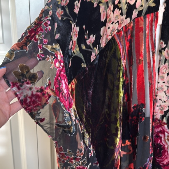 anthropologie Floreat Multicolor Burnout Velvet Cape Shawl Sheer - Picture 2 of 8